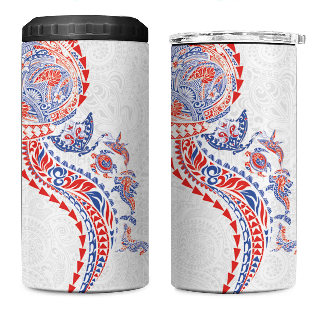 Hawaiian Kakau Tribal Sea Animals Tattoos 4 in 1 Can Cooler Tumbler Hawaii Flag Color Inspired LT03 One Size: 16 oz Multicolor - Polynesian Pride