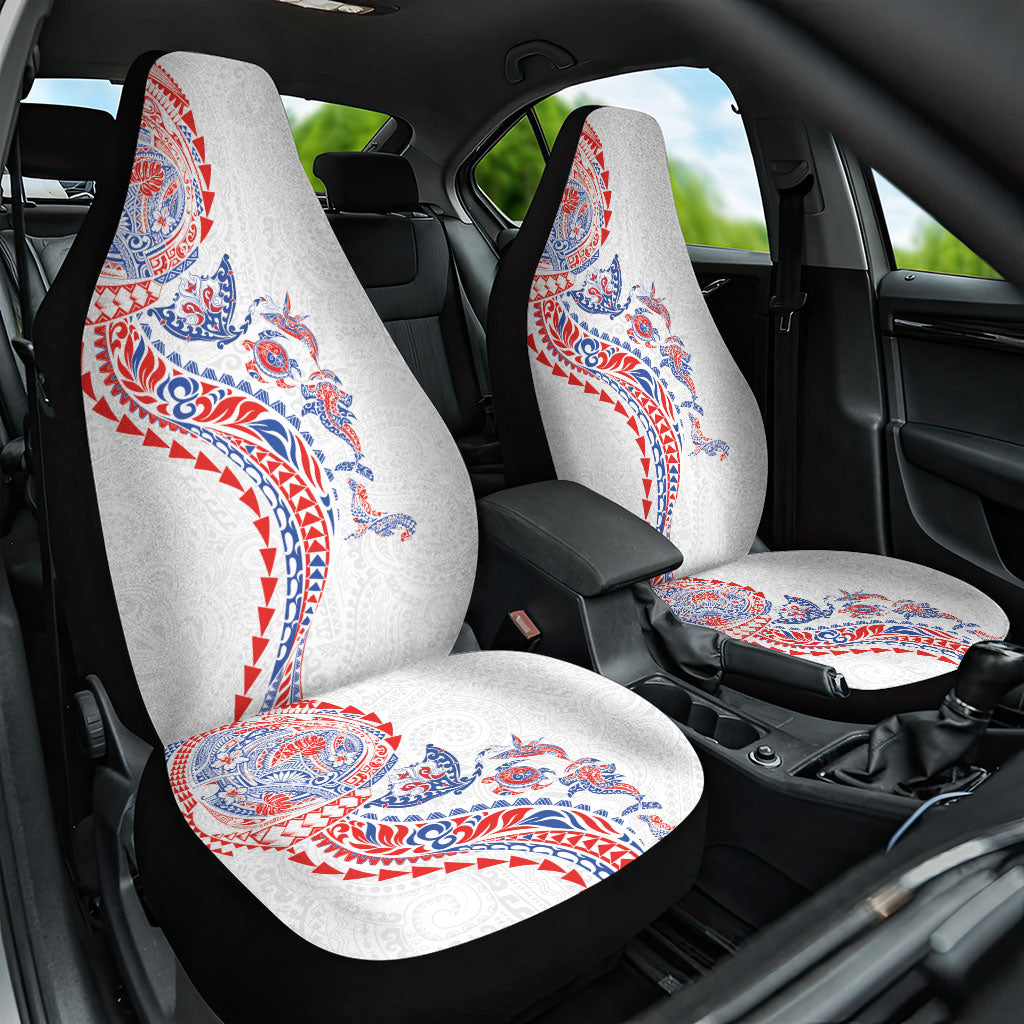 Hawaiian Kakau Tribal Sea Animals Tattoos Car Seat Cover Hawaii Flag Color Inspired LT03 One Size Multicolor - Polynesian Pride