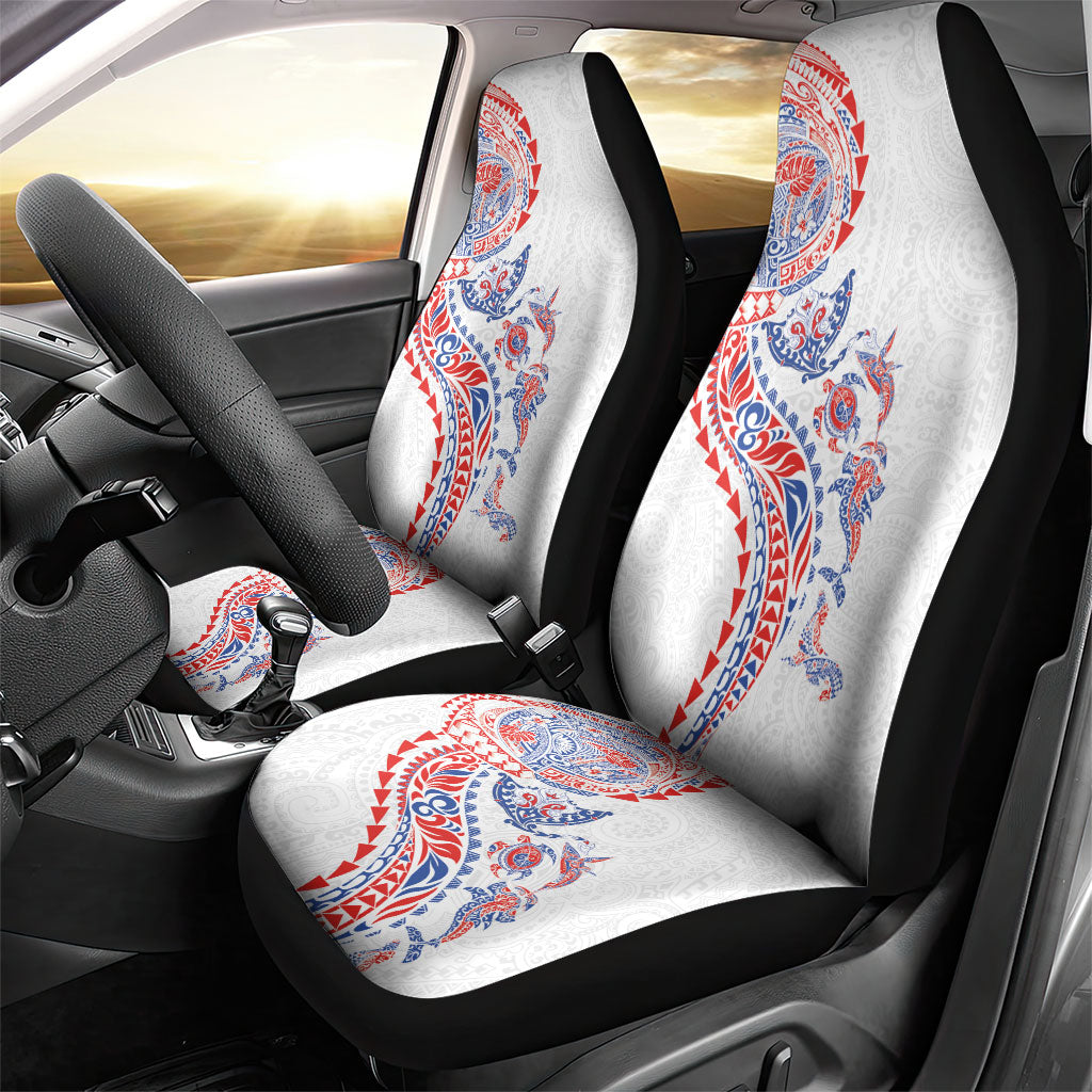 Hawaiian Kakau Tribal Sea Animals Tattoos Car Seat Cover Hawaii Flag Color Inspired LT03 - Polynesian Pride