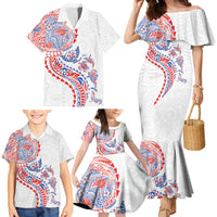 Hawaiian Kakau Tribal Sea Animals Tattoos Family Matching Mermaid Dress and Hawaiian Shirt Hawaii Flag Color Inspired LT03 - Polynesian Pride