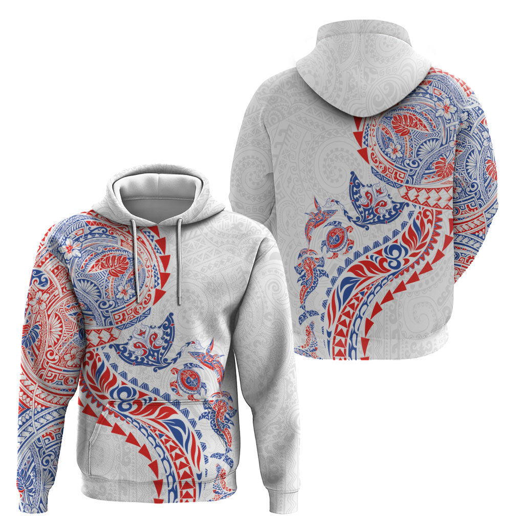 Hawaiian Kakau Tribal Sea Animals Tattoos Hoodie Hawaii Flag Color Inspired