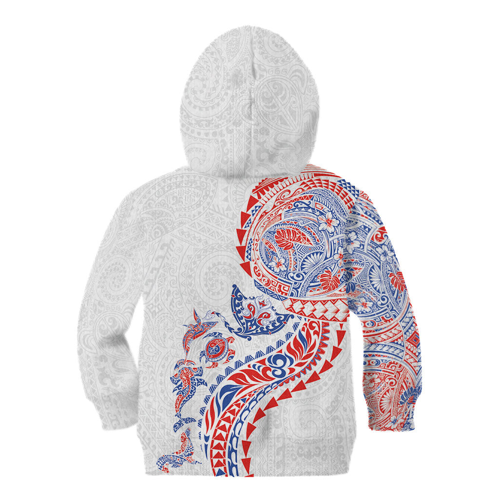 Hawaiian Kakau Tribal Sea Animals Tattoos Kid Hoodie Hawaii Flag Color Inspired LT03 - Polynesian Pride