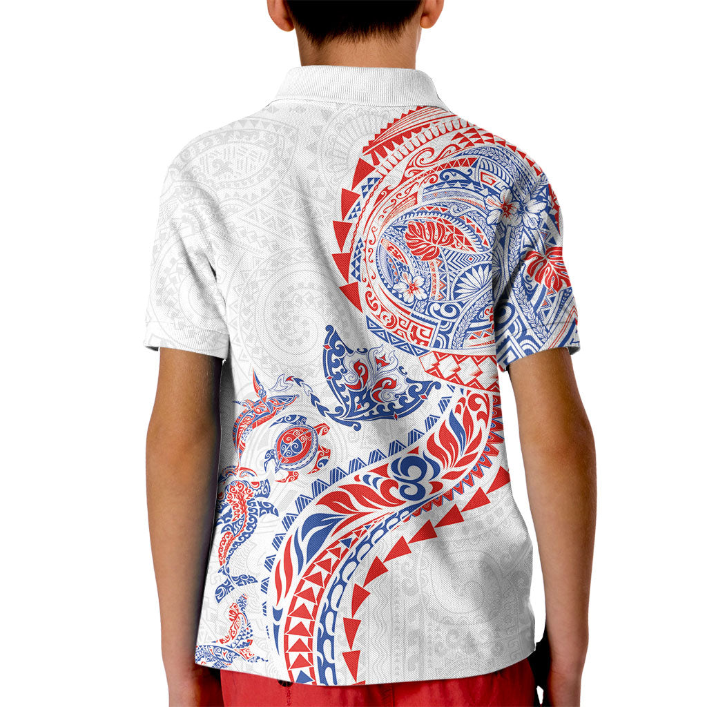 Hawaiian Kakau Tribal Sea Animals Tattoos Kid Polo Shirt Hawaii Flag Color Inspired LT03 - Polynesian Pride