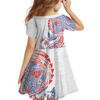 Hawaiian Kakau Tribal Sea Animals Tattoos Kid Short Sleeve Dress Hawaii Flag Color Inspired LT03 - Polynesian Pride