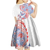 Hawaiian Kakau Tribal Sea Animals Tattoos Kid Short Sleeve Dress Hawaii Flag Color Inspired LT03 - Polynesian Pride