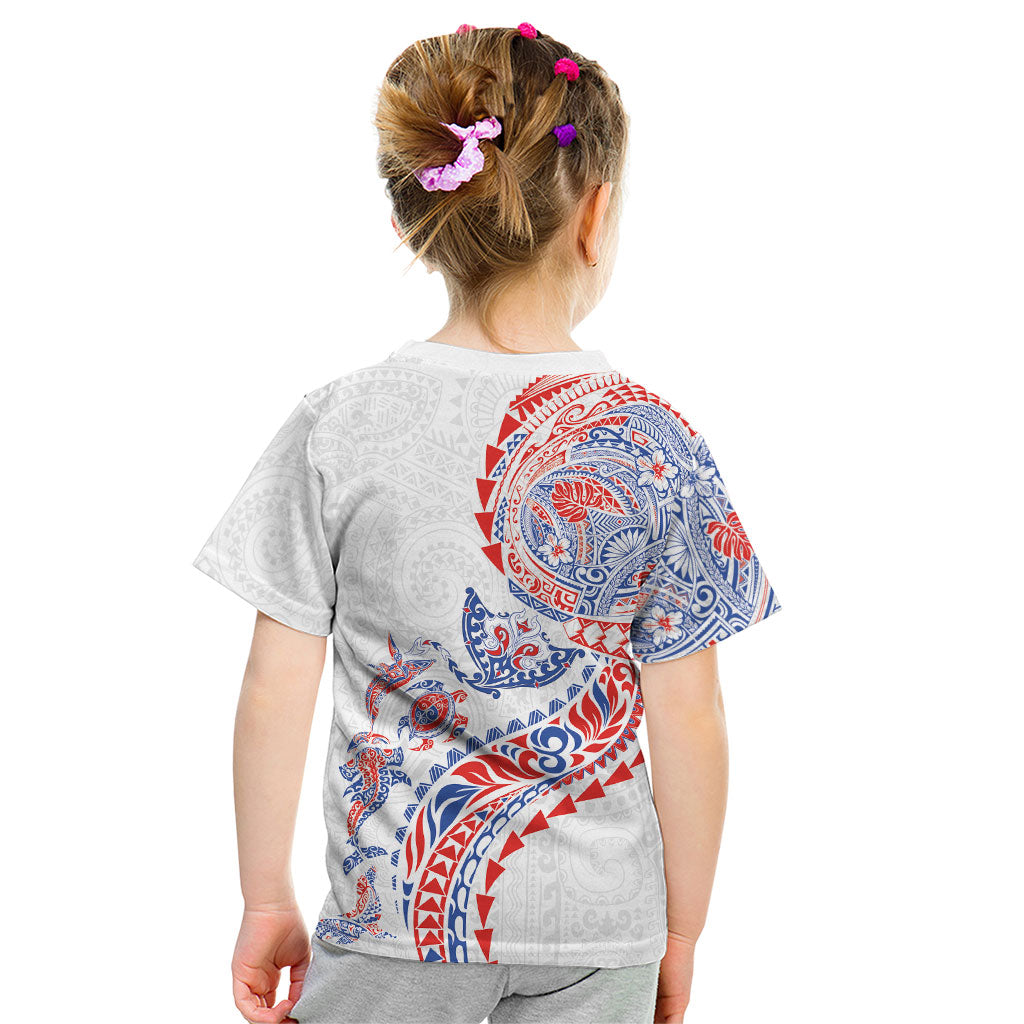 Hawaiian Kakau Tribal Sea Animals Tattoos Kid T Shirt Hawaii Flag Color Inspired
