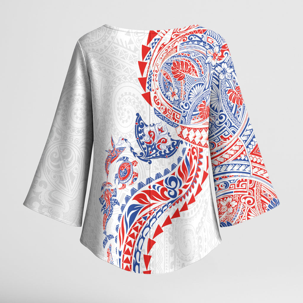 Hawaiian Kakau Tribal Sea Animals Tattoos Kimono Sleeve Blouse Hawaii Flag Color Inspired
