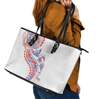Hawaiian Kakau Tribal Sea Animals Tattoos Leather Tote Bag Hawaii Flag Color Inspired