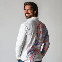Hawaiian Kakau Tribal Sea Animals Tattoos Long Sleeve Polo Shirt Hawaii Flag Color Inspired LT03 - Polynesian Pride