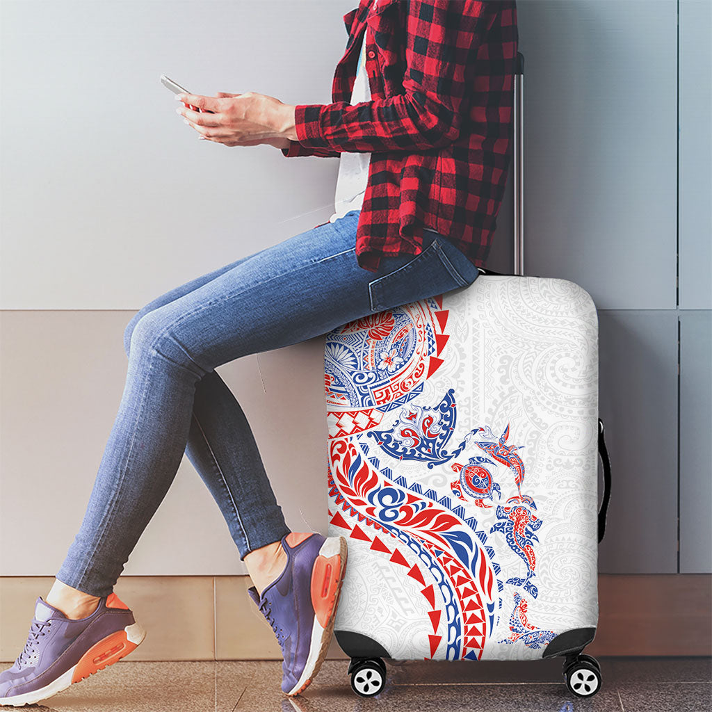 Hawaiian Kakau Tribal Sea Animals Tattoos Luggage Cover Hawaii Flag Color Inspired LT03 - Polynesian Pride