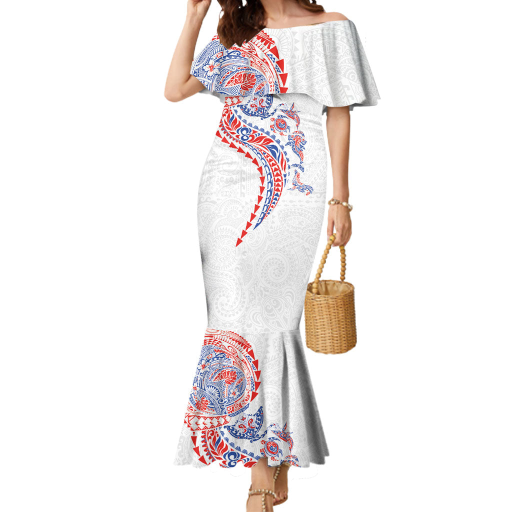 Hawaiian Kakau Tribal Sea Animals Tattoos Mermaid Dress Hawaii Flag Color Inspired