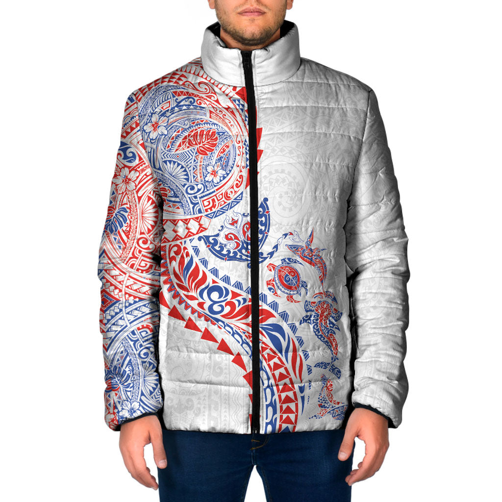 Hawaiian Kakau Tribal Sea Animals Tattoos Padded Jacket Hawaii Flag Color Inspired