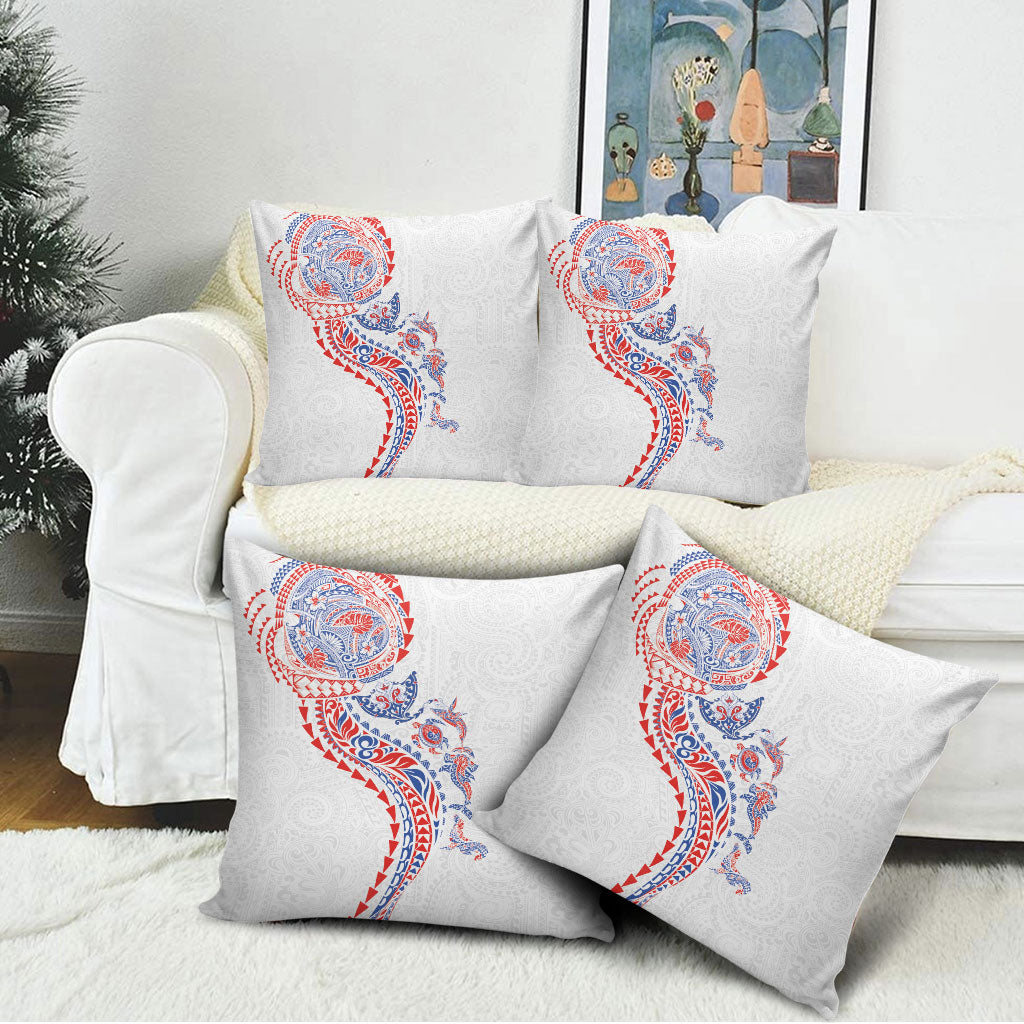 Hawaiian Kakau Tribal Sea Animals Tattoos Pillow Cover Hawaii Flag Color Inspired