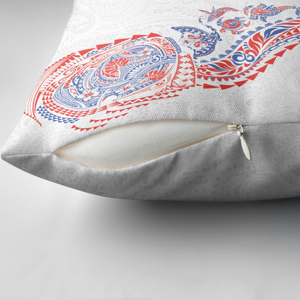 Hawaiian Kakau Tribal Sea Animals Tattoos Pillow Cover Hawaii Flag Color Inspired