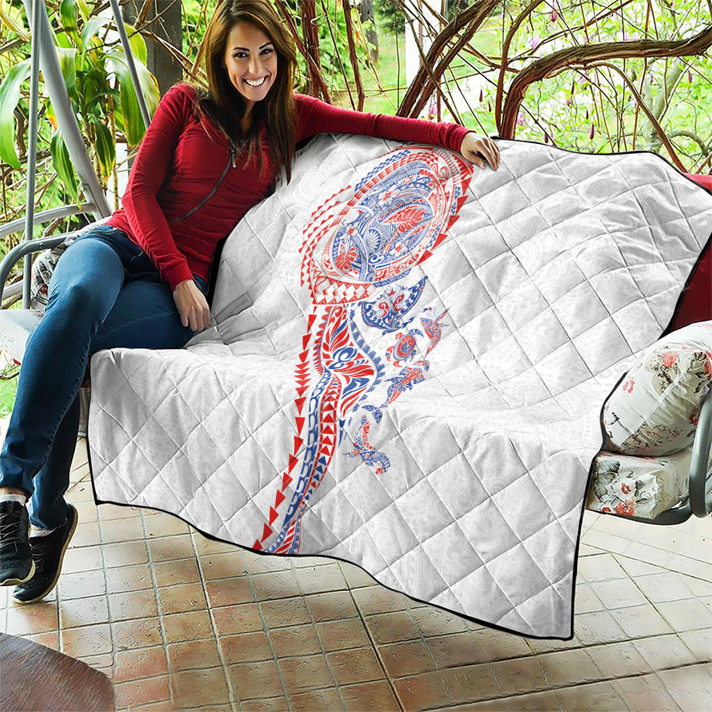 Hawaiian Kakau Tribal Sea Animals Tattoos Quilt Hawaii Flag Color Inspired