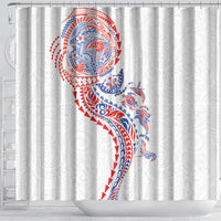 Hawaiian Kakau Tribal Sea Animals Tattoos Shower Curtain Hawaii Flag Color Inspired