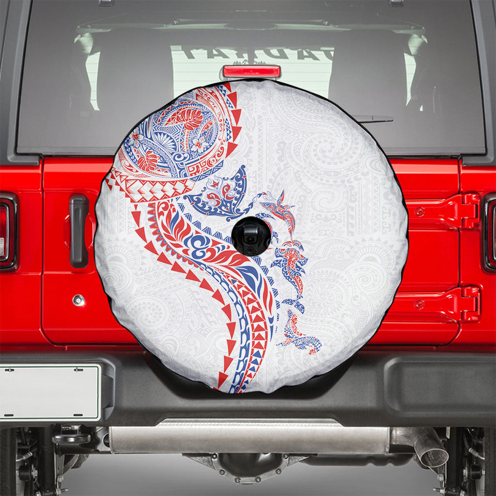 Hawaiian Kakau Tribal Sea Animals Tattoos Spare Tire Cover Hawaii Flag Color Inspired LT03 - Polynesian Pride