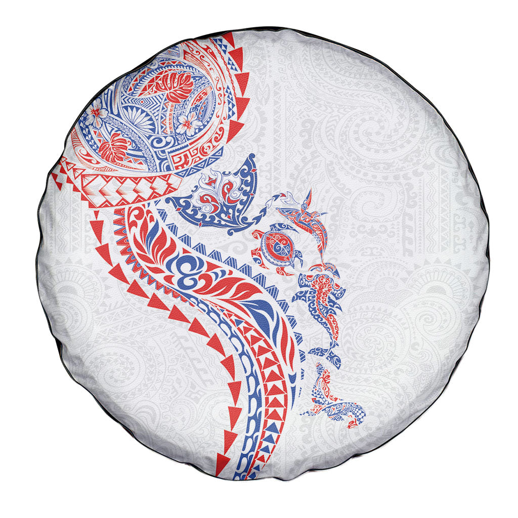 Hawaiian Kakau Tribal Sea Animals Tattoos Spare Tire Cover Hawaii Flag Color Inspired LT03 - Polynesian Pride
