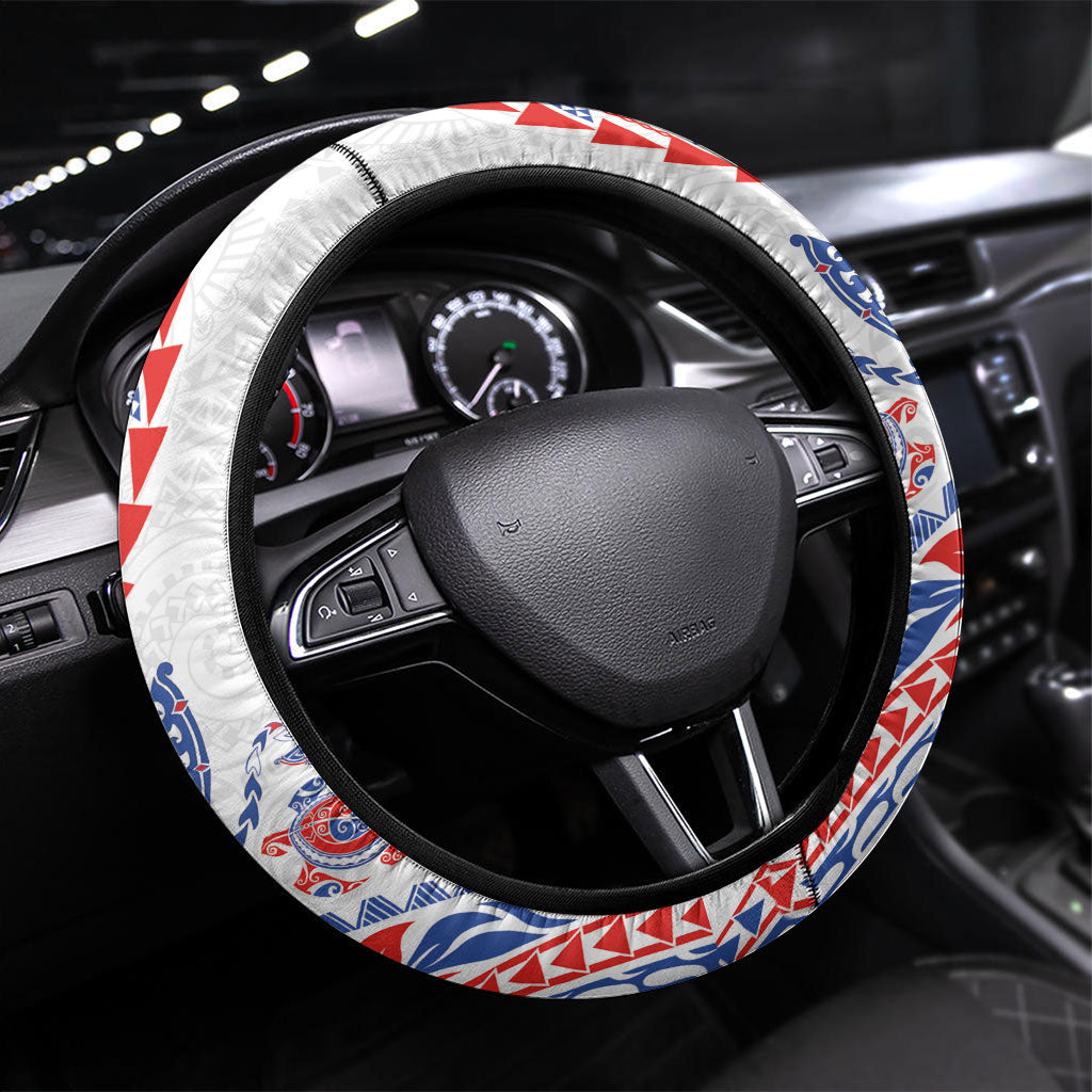 Hawaiian Kakau Tribal Sea Animals Tattoos Steering Wheel Cover Hawaii Flag Color Inspired