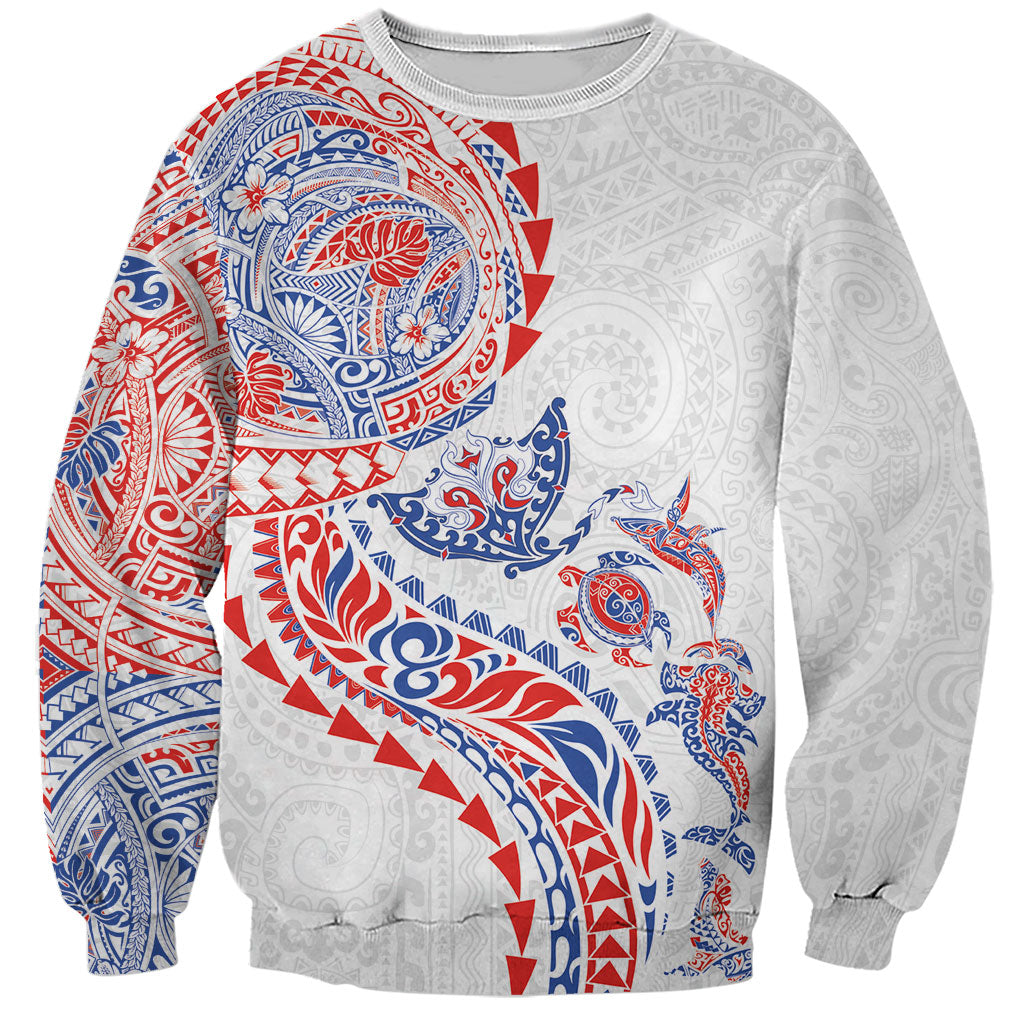 Hawaiian Kakau Tribal Sea Animals Tattoos Sweatshirt Hawaii Flag Color Inspired