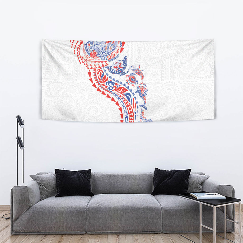 Hawaiian Kakau Tribal Sea Animals Tattoos Tapestry Hawaii Flag Color Inspired