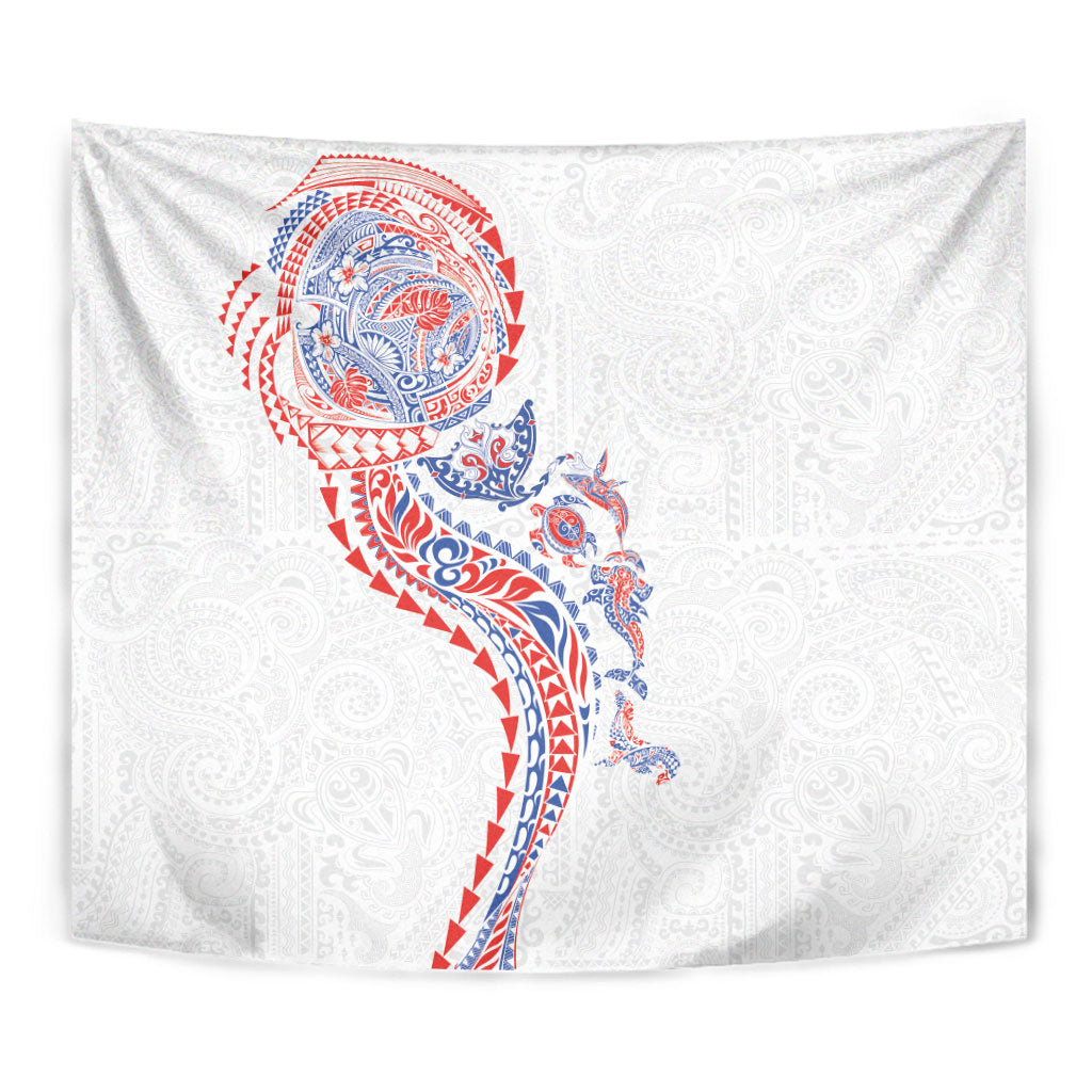 Hawaiian Kakau Tribal Sea Animals Tattoos Tapestry Hawaii Flag Color Inspired