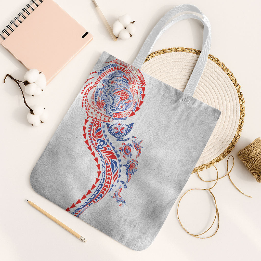 Hawaiian Kakau Tribal Sea Animals Tattoos Tote Bag Hawaii Flag Color Inspired