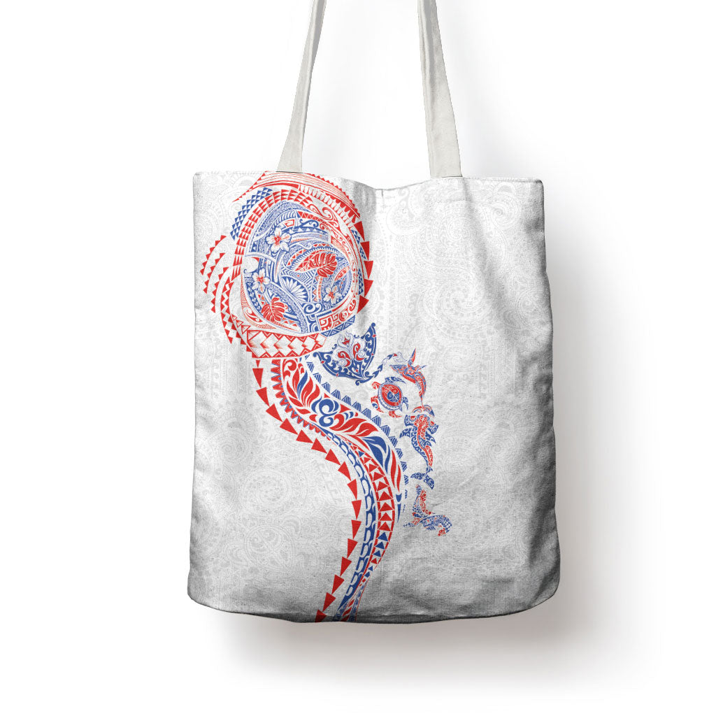 Hawaiian Kakau Tribal Sea Animals Tattoos Tote Bag Hawaii Flag Color Inspired