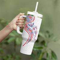 Hawaiian Kakau Tribal Sea Animals Tattoos Tumbler With Handle Hawaii Flag Color Inspired