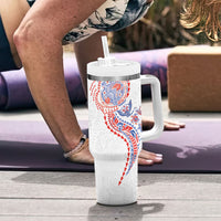 Hawaiian Kakau Tribal Sea Animals Tattoos Tumbler With Handle Hawaii Flag Color Inspired
