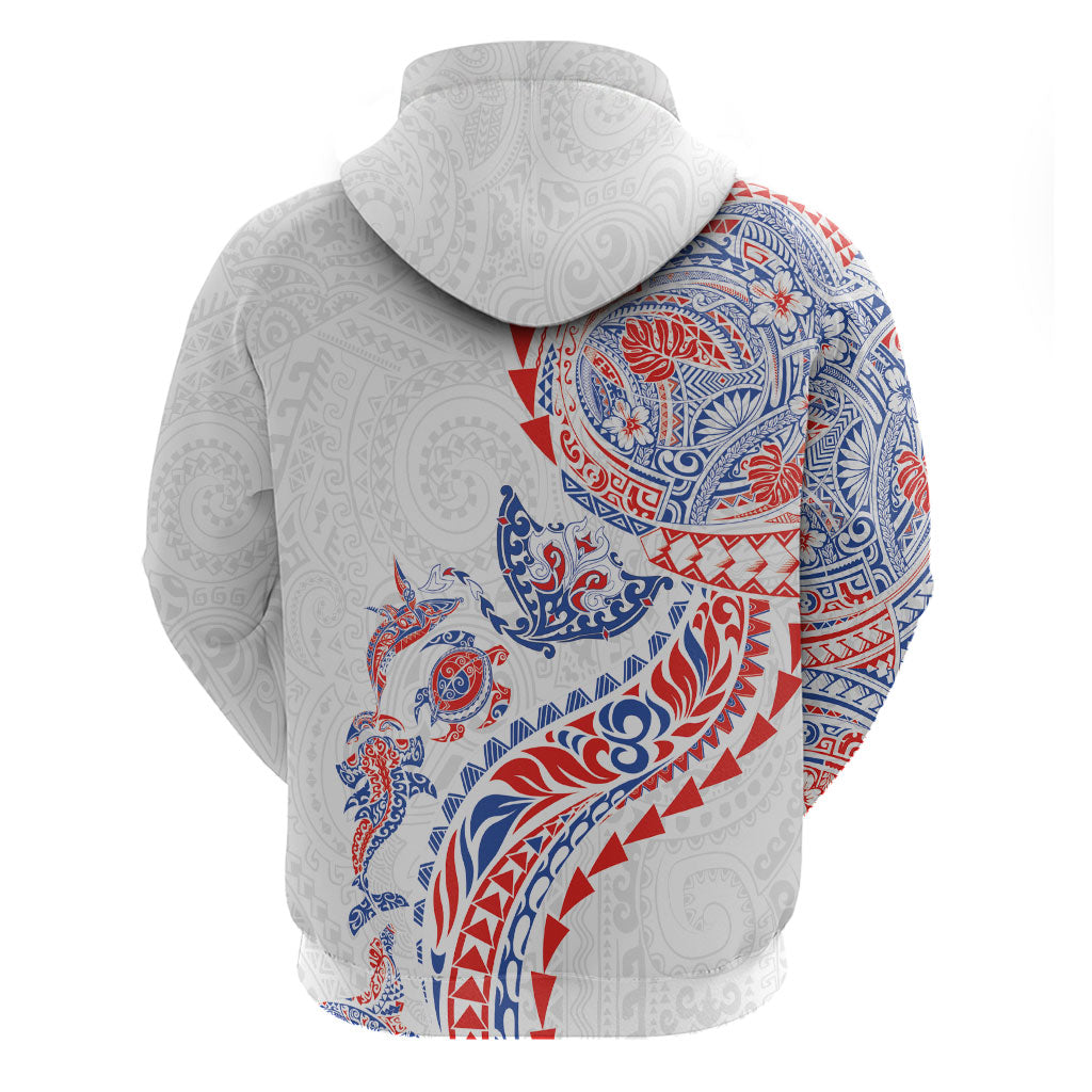 Hawaiian Kakau Tribal Sea Animals Tattoos Zip Hoodie Hawaii Flag Color Inspired LT03 - Polynesian Pride
