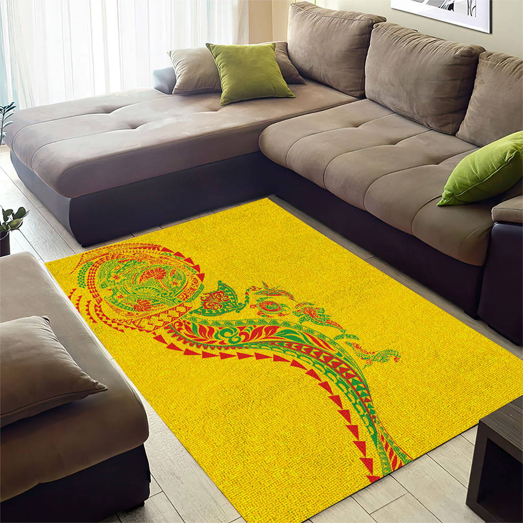 Hawaiian Kakau Tribal Sea Animals Tattoos Area Rug Kanaka Maoli Flag Color Inspired LT03 - Polynesian Pride