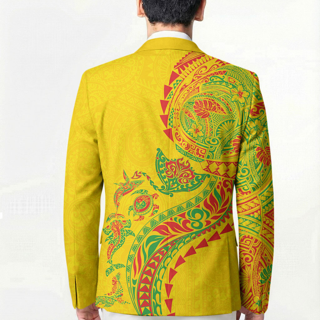 Hawaiian Kakau Tribal Sea Animals Tattoos Blazer Kanaka Maoli Flag Color Inspired