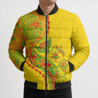 Hawaiian Kakau Tribal Sea Animals Tattoos Bomber Puffer Jacket Kanaka Maoli Flag Color Inspired