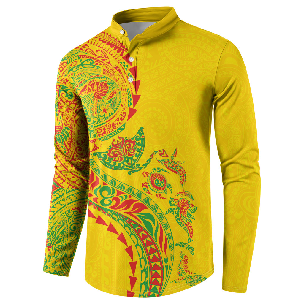 Hawaiian Kakau Tribal Sea Animals Tattoos Button Sweatshirt Kanaka Maoli Flag Color Inspired