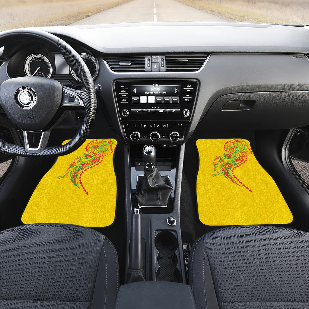 Hawaiian Kakau Tribal Sea Animals Tattoos Car Mats Kanaka Maoli Flag Color Inspired LT03 Set 2pcs - Front Multicolor - Polynesian Pride
