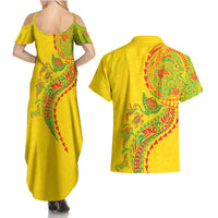 Hawaiian Kakau Tribal Sea Animals Tattoos Couples Matching Summer Maxi Dress and Hawaiian Shirt Kanaka Maoli Flag Color Inspired LT03 - Polynesian Pride