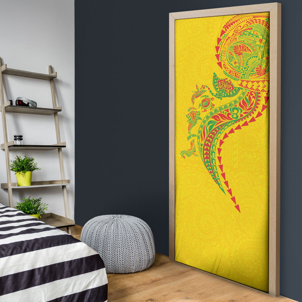 Hawaiian Kakau Tribal Sea Animals Tattoos Door Cover Kanaka Maoli Flag Color Inspired LT03 - Polynesian Pride