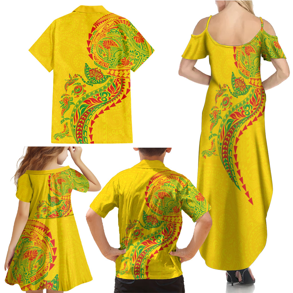 Hawaiian Kakau Tribal Sea Animals Tattoos Family Matching Summer Maxi Dress and Hawaiian Shirt Kanaka Maoli Flag Color Inspired LT03 - Polynesian Pride