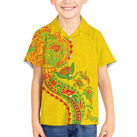 Hawaiian Kakau Tribal Sea Animals Tattoos Family Matching Summer Maxi Dress and Hawaiian Shirt Kanaka Maoli Flag Color Inspired LT03 Son's Shirt Multicolor - Polynesian Pride