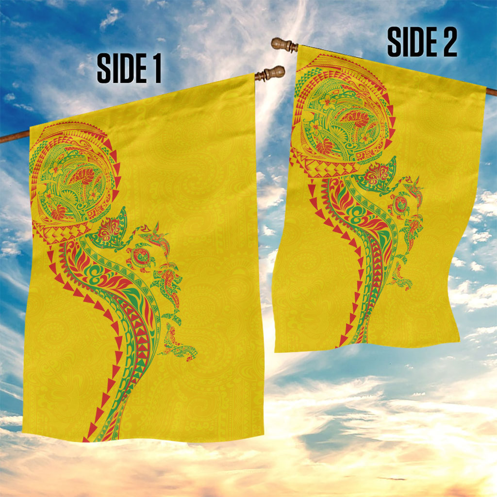 Hawaiian Kakau Tribal Sea Animals Tattoos Garden Flag Kanaka Maoli Flag Color Inspired LT03 - Polynesian Pride