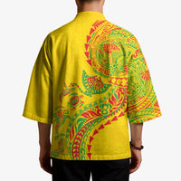 Hawaiian Kakau Tribal Sea Animals Tattoos Kimono Kanaka Maoli Flag Color Inspired LT03 - Polynesian Pride