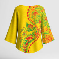 Hawaiian Kakau Tribal Sea Animals Tattoos Kimono Sleeve Blouse Kanaka Maoli Flag Color Inspired LT03 - Polynesian Pride