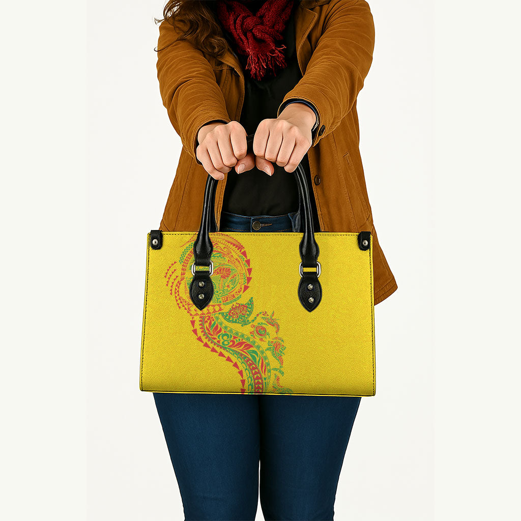 Hawaiian Kakau Tribal Sea Animals Tattoos Leather Bag Kanaka Maoli Flag Color Inspired LT03 - Polynesian Pride