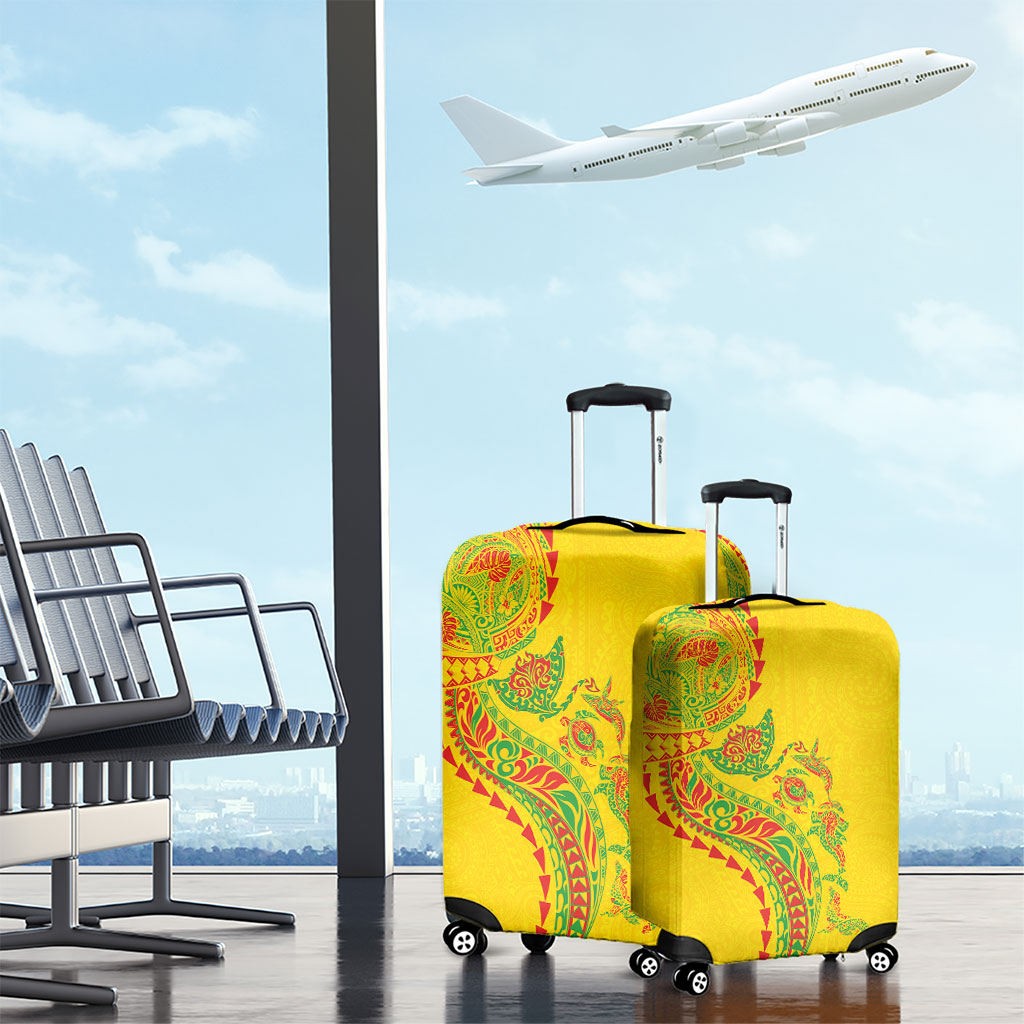 Hawaiian Kakau Tribal Sea Animals Tattoos Luggage Cover Kanaka Maoli Flag Color Inspired LT03 - Polynesian Pride