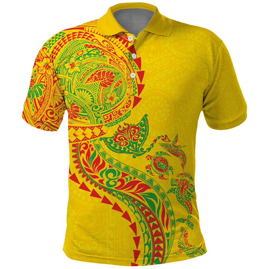 Hawaiian Kakau Tribal Sea Animals Tattoos Polo Shirt Kanaka Maoli Flag Color Inspired LT03 Multicolor - Polynesian Pride