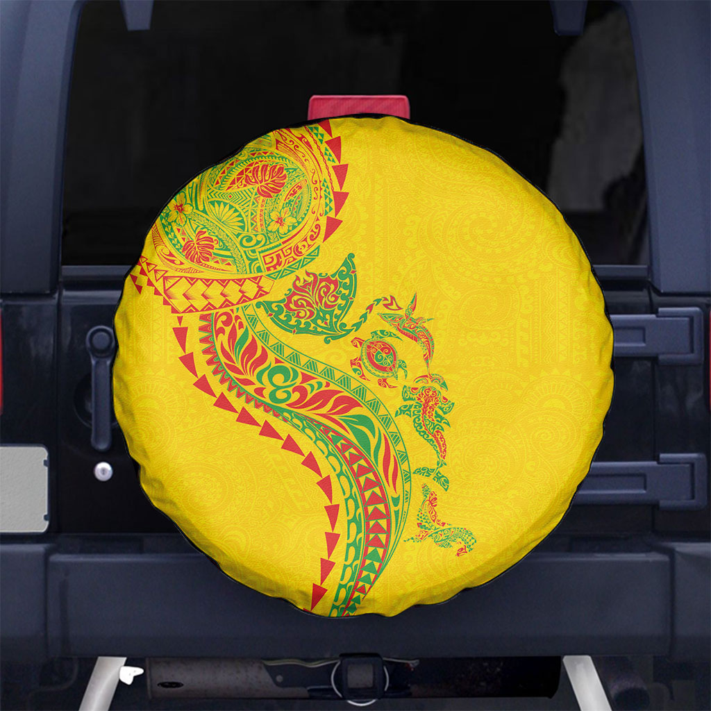 Hawaiian Kakau Tribal Sea Animals Tattoos Spare Tire Cover Kanaka Maoli Flag Color Inspired LT03 No hole Multicolor - Polynesian Pride