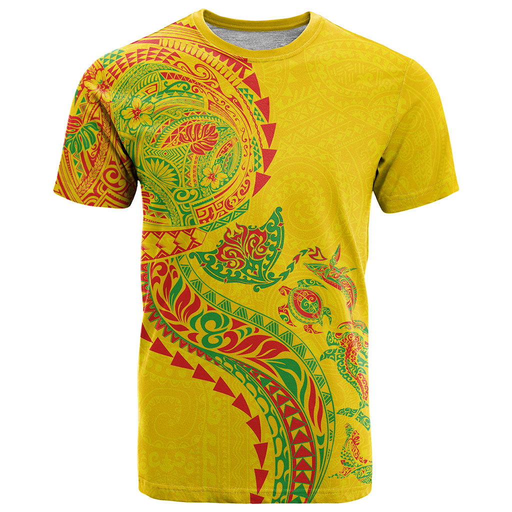 Hawaiian Kakau Tribal Sea Animals Tattoos T Shirt Kanaka Maoli Flag Color Inspired LT03 Multicolor - Polynesian Pride