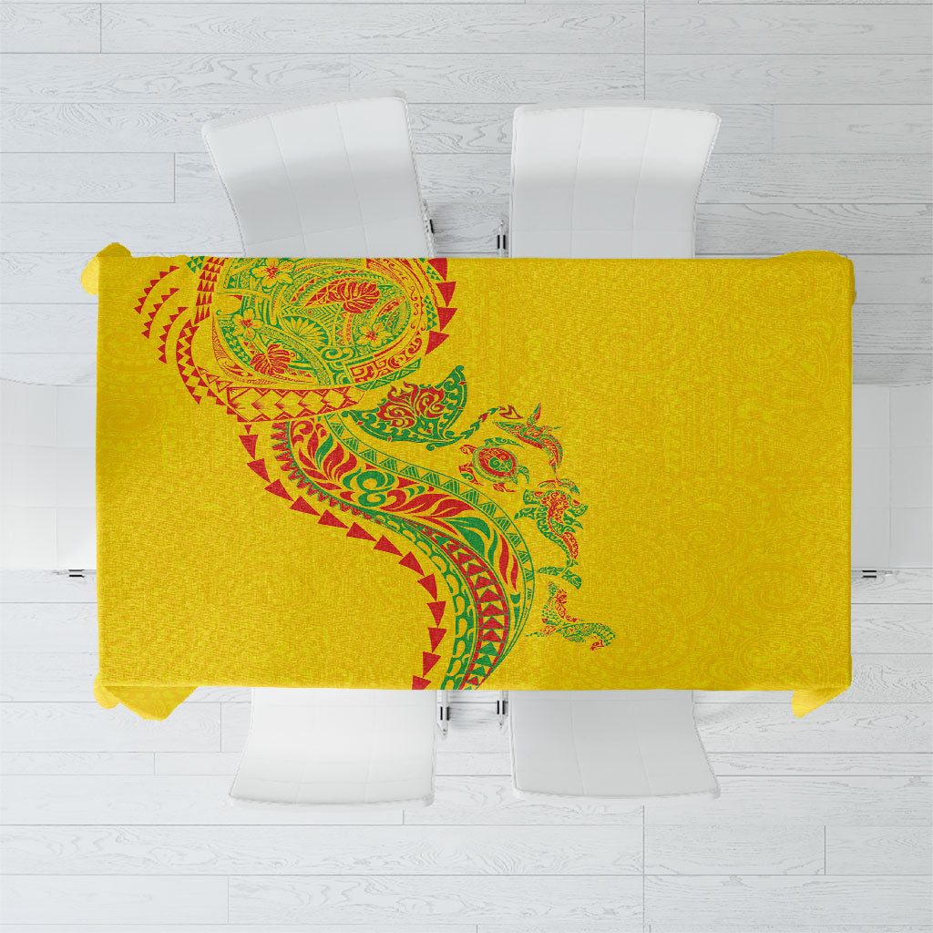 Hawaiian Kakau Tribal Sea Animals Tattoos Tablecloth Kanaka Maoli Flag Color Inspired