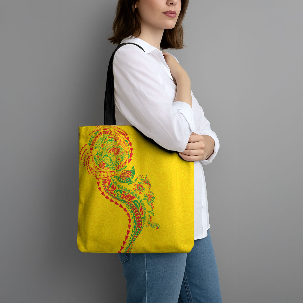 Hawaiian Kakau Tribal Sea Animals Tattoos Tote Bag Kanaka Maoli Flag Color Inspired LT03 - Polynesian Pride